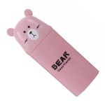 Toothbrush holder for travel, bear shape, pink color, model B10P